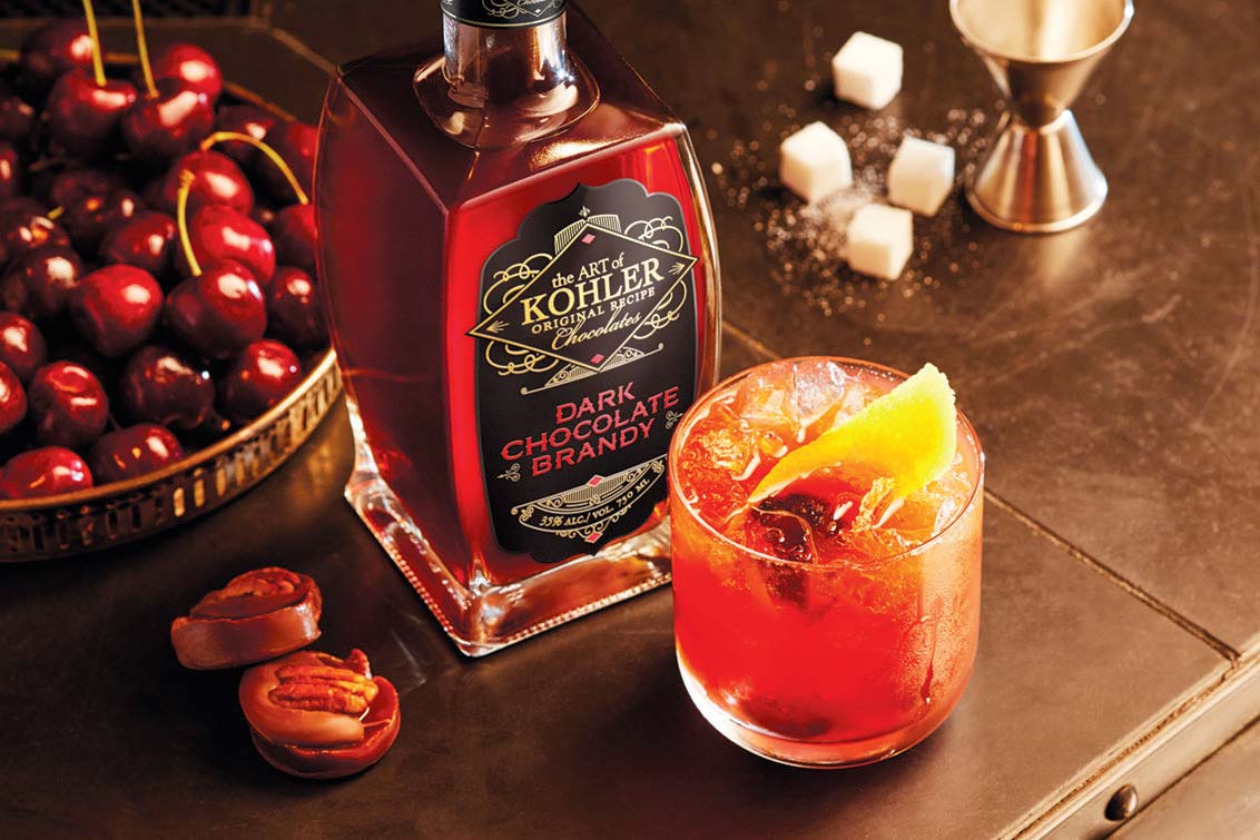 Dark chocolate offers an interesting taste twist to the classic Wisconsin old fashioned.